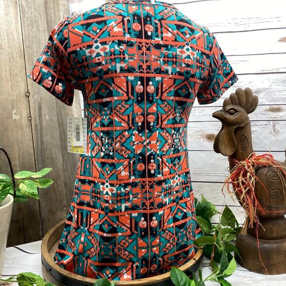 LuLaRoe Classic T Tee shirt T-Shirt XXS Scoop Neck NWT New Orange Turquoise - Picture 4 of 8